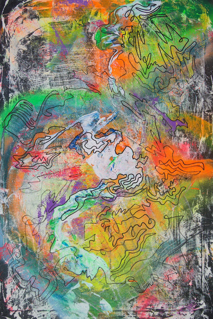 FLOW III - Lebendiges Acrylbild 80x120 cm mit dynamischen Farbakzenten, abstrakte Kunst von chrismo