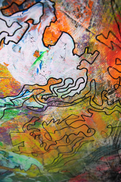 FLOW III - Lebendiges Acrylbild 80x120 cm mit dynamischen Farbakzenten, abstrakte Kunst von chrismo
