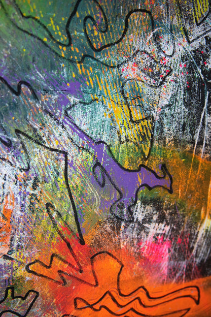 FLOW III - Lebendiges Acrylbild 80x120 cm mit dynamischen Farbakzenten, abstrakte Kunst von chrismo