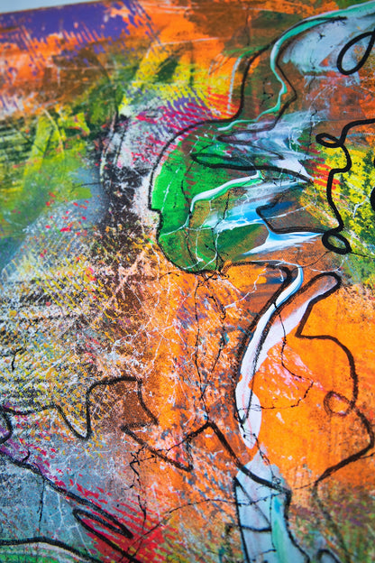 FLOW III - Lebendiges Acrylbild 80x120 cm mit dynamischen Farbakzenten, abstrakte Kunst von chrismo