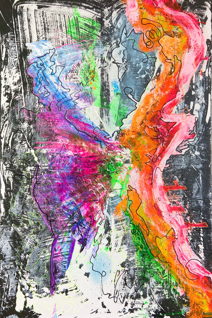FLOW I - Dynamisches Acrylbild 80x120 cm mit lebendigen Farben und fließenden Bewegungen, abstrakte Kunst von chrismo