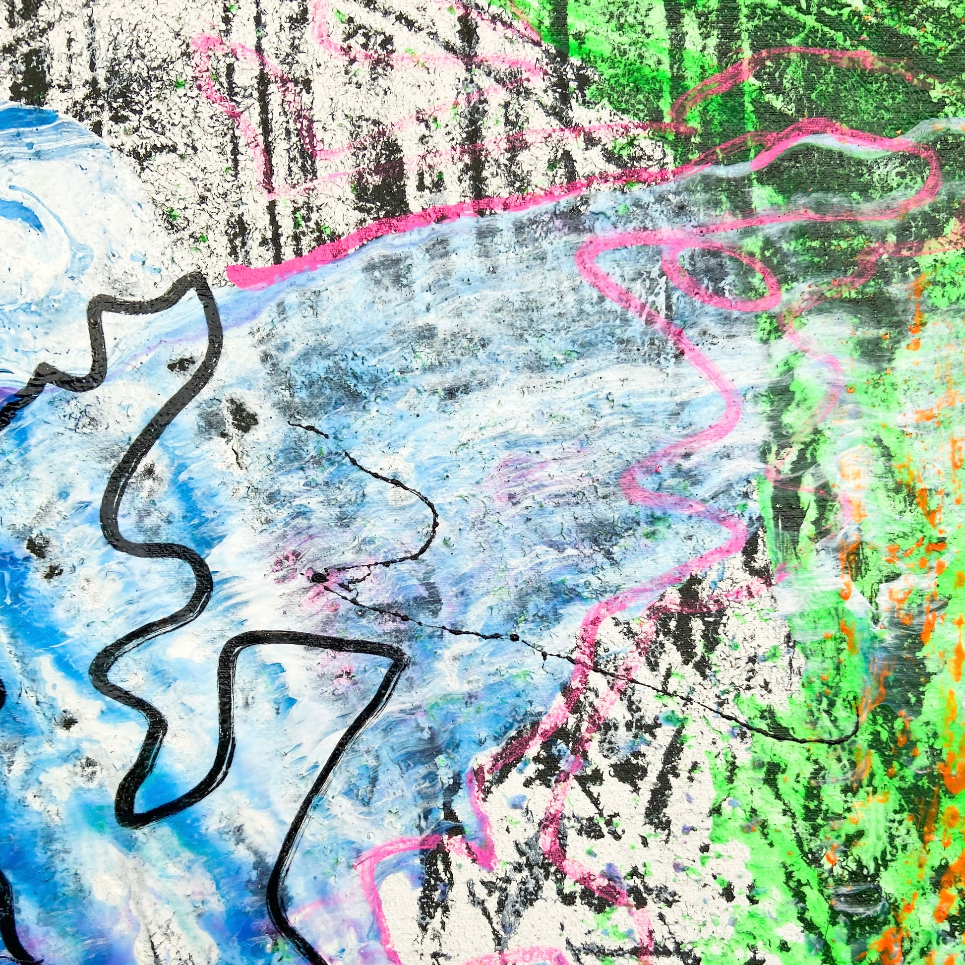 FLOW I - Dynamisches Acrylbild 80x120 cm mit lebendigen Farben und fließenden Bewegungen, abstrakte Kunst von chrismo