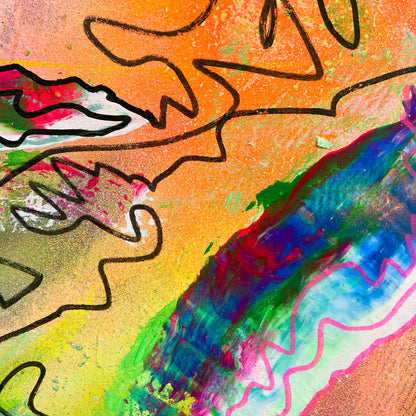 FLOW II - Energiegeladenes Acrylbild 80x120 cm in bunten Farbtönen, abstrakte Kunst von chrismo