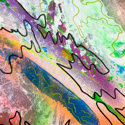 FLOW II - Energiegeladenes Acrylbild 80x120 cm in bunten Farbtönen, abstrakte Kunst von chrismo