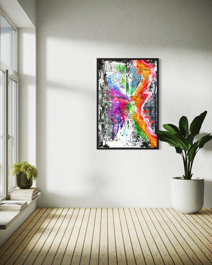 FLOW I - Dynamisches Acrylbild 80x120 cm mit lebendigen Farben und fließenden Bewegungen, abstrakte Kunst von chrismo