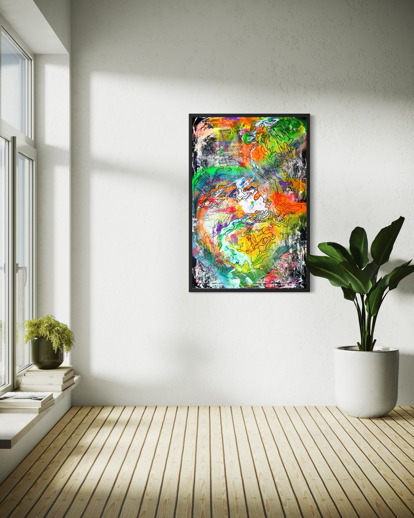 FLOW III - Lebendiges Acrylbild 80x120 cm mit dynamischen Farbakzenten, abstrakte Kunst von chrismo