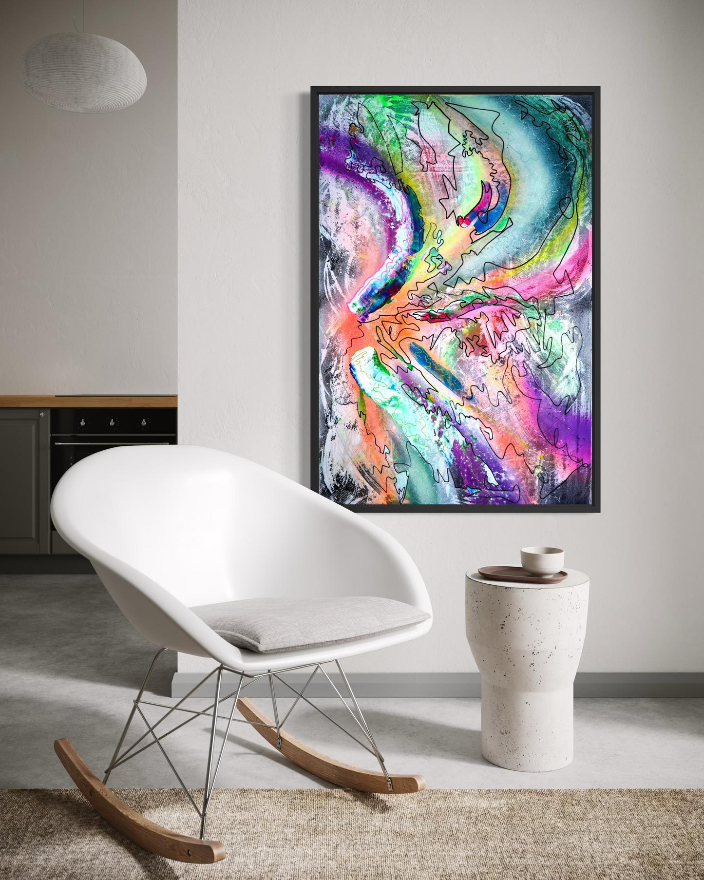FLOW II - Energiegeladenes Acrylbild 80x120 cm in bunten Farbtönen, abstrakte Kunst von chrismo
