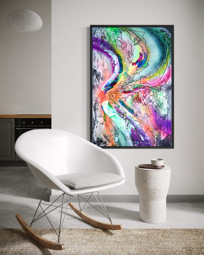 FLOW II - Energiegeladenes Acrylbild 80x120 cm in bunten Farbtönen, abstrakte Kunst von chrismo