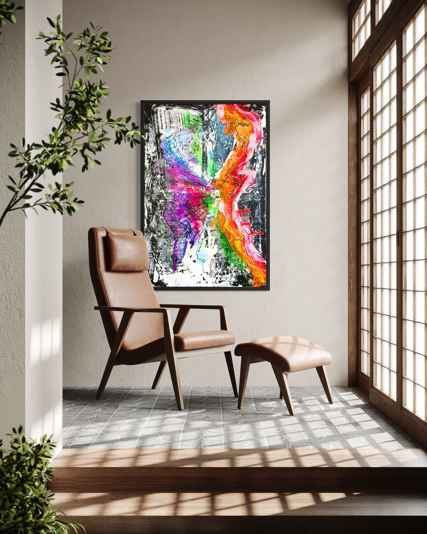 FLOW I - Dynamisches Acrylbild 80x120 cm mit lebendigen Farben und fließenden Bewegungen, abstrakte Kunst von chrismo