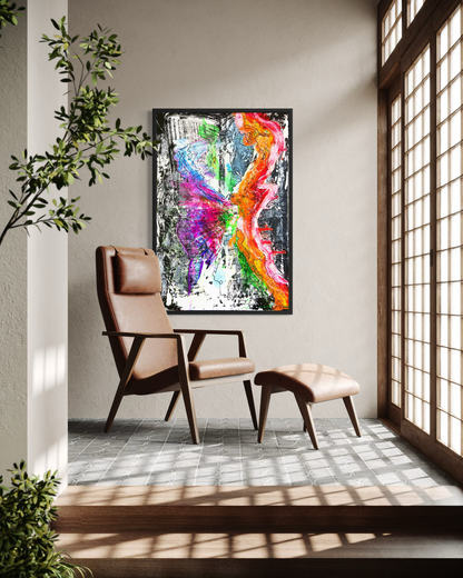 FLOW I - Dynamisches Acrylbild 80x120 cm mit lebendigen Farben und fließenden Bewegungen, abstrakte Kunst von chrismo