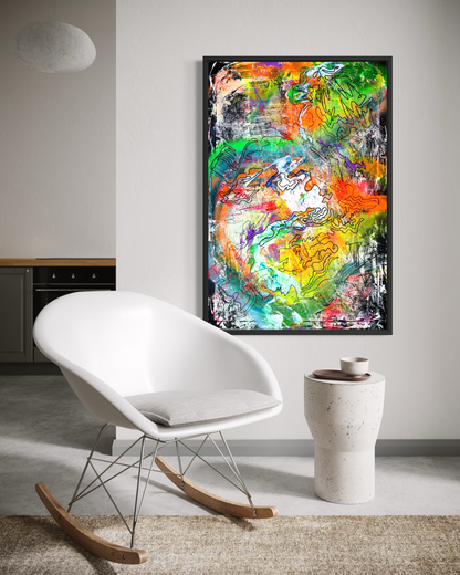 FLOW III - Lebendiges Acrylbild 80x120 cm mit dynamischen Farbakzenten, abstrakte Kunst von chrismo