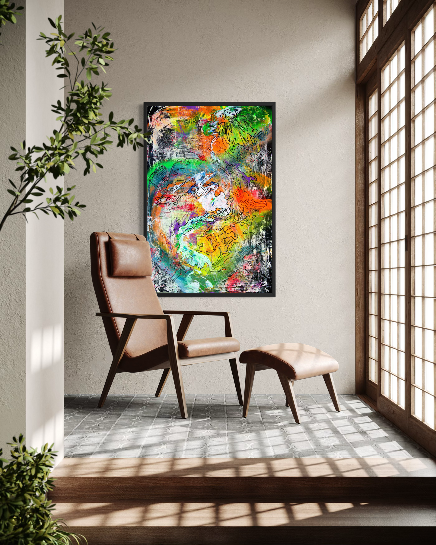 FLOW III - Lebendiges Acrylbild 80x120 cm mit dynamischen Farbakzenten, abstrakte Kunst von chrismo